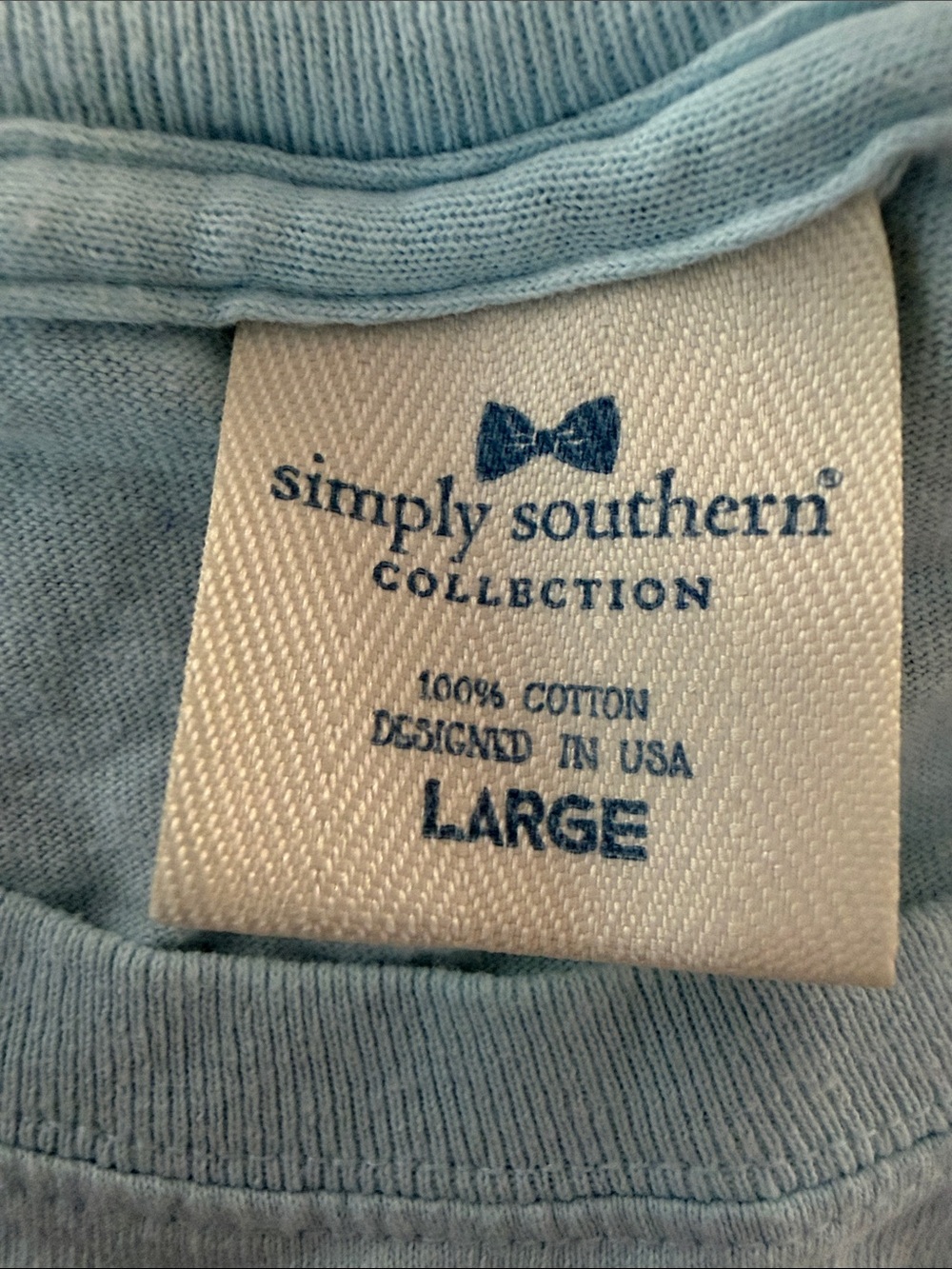 Simply Southern Light Blue Tee with Pink Umbrella Beach Graphic - Picture 2 of 3